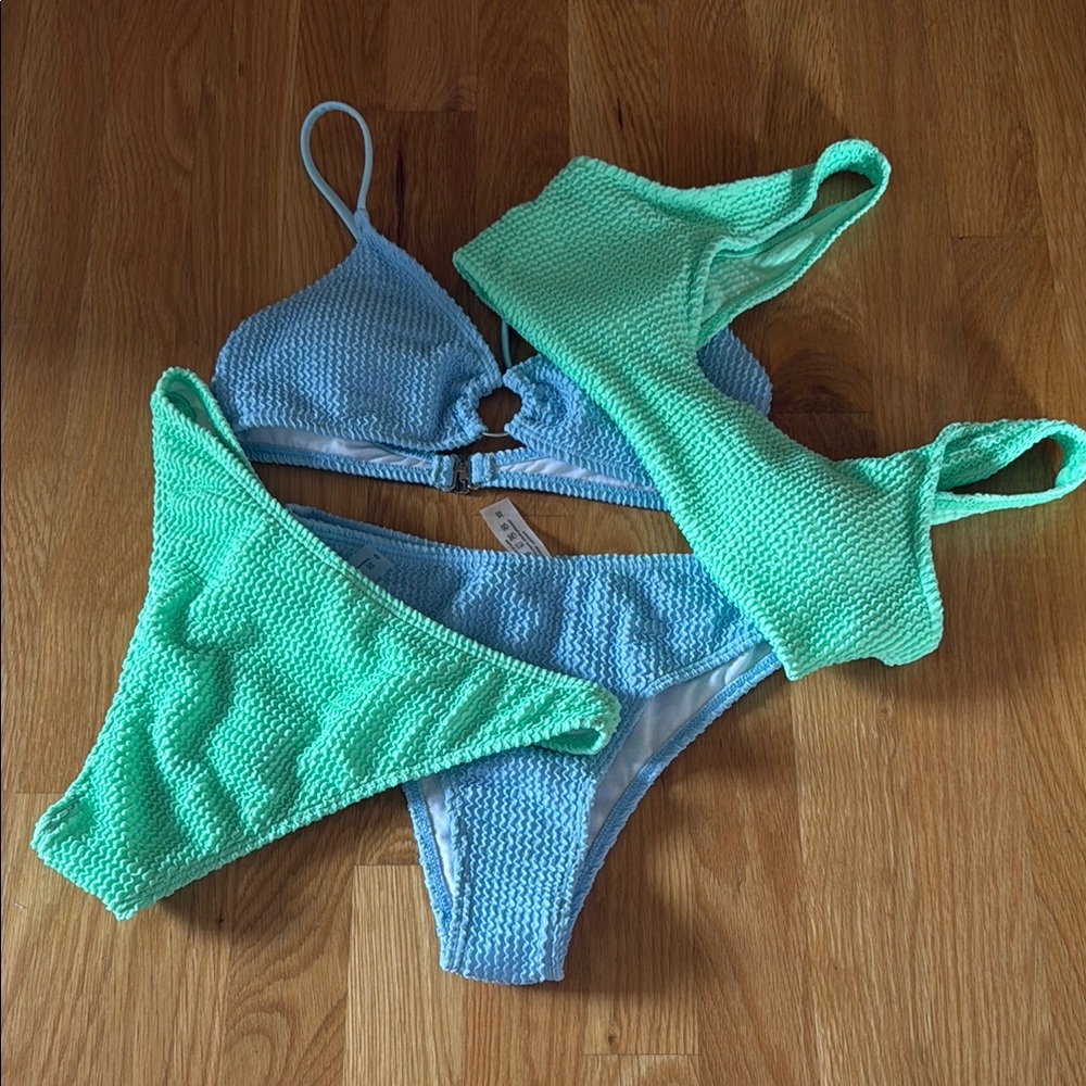 Stylish Blue and Green Bikini Set